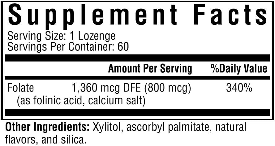 Folinic Acid Supplement 1360 mcg 60 Lozenges Q9898