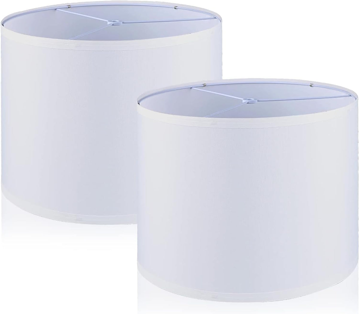 Large White Fabric Linen Lampshade Set of 2 R648296