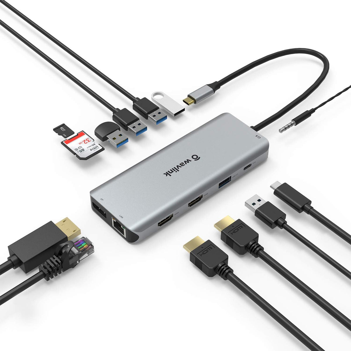 USB C Hub 13-in-1 Triple Display Docking Station with HDMI Ethernet USB SD Card Reader Audio Jack U813
