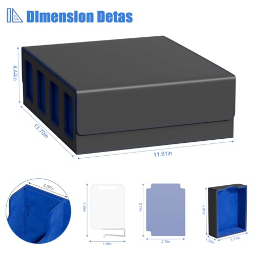 Card Storage Box with 4 Rows, 24 Colorful Dividers & 8 Viewing Windows J581