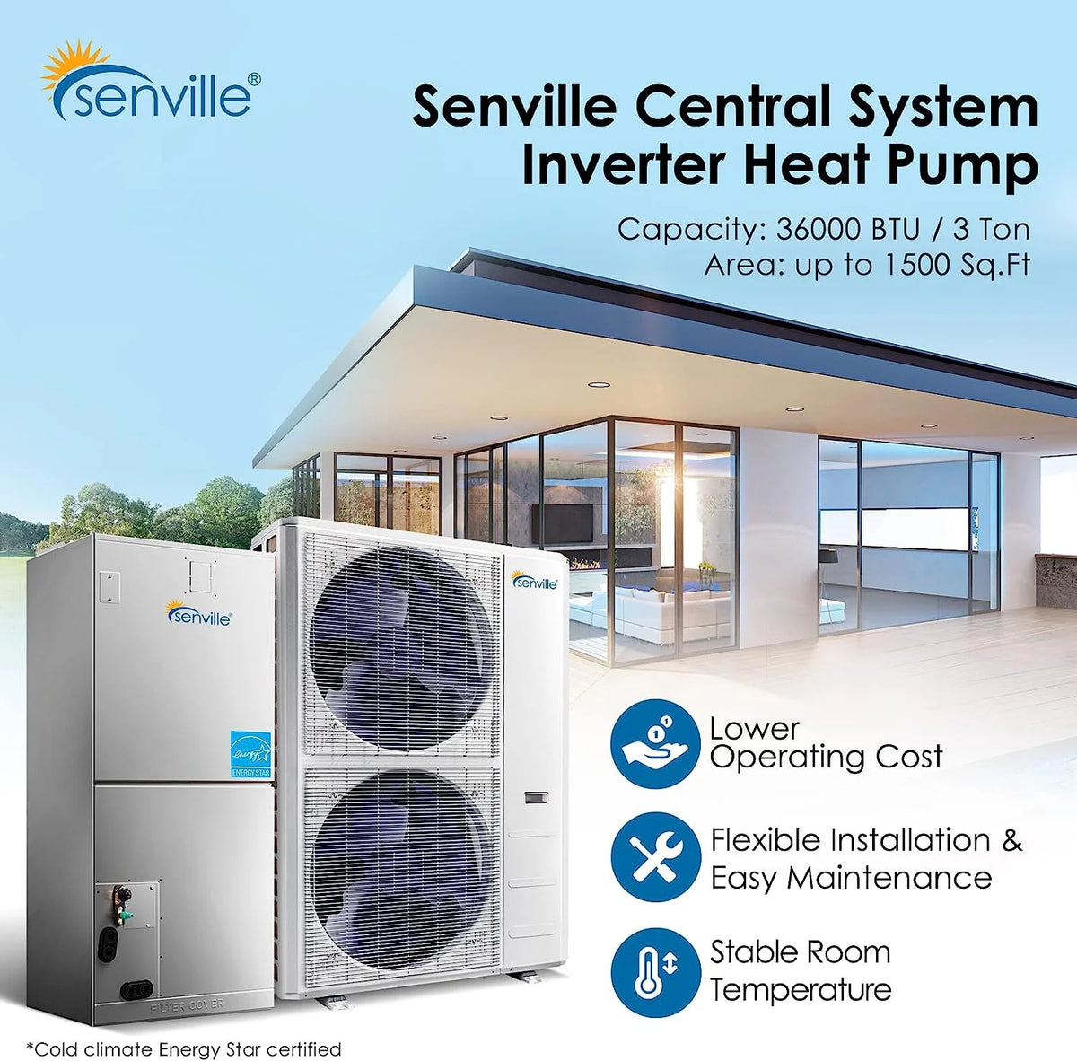 36,000 BTU Inverter Variable Speed Central Air Conditioner Heat Pump Split System W98825