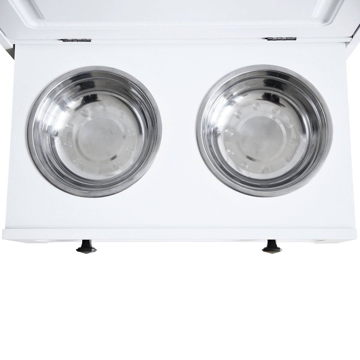 White Pet Feeding Station with Food Storage Cabinet T918391