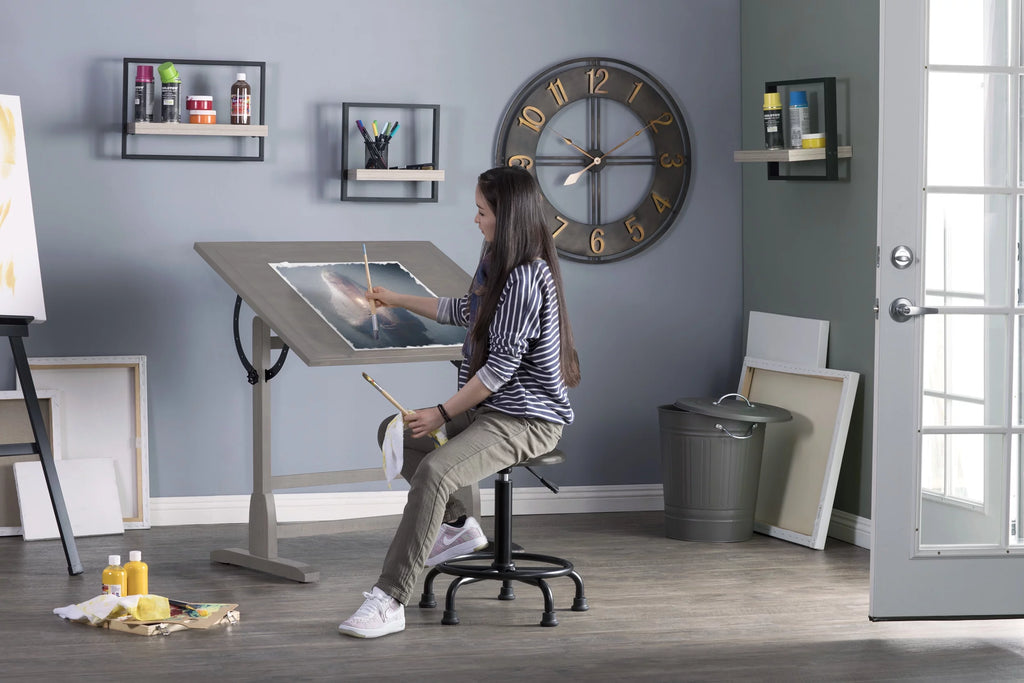 Solid Wood Drawing Drafting Table with 36" x 24" Angle Adjustable Top X978