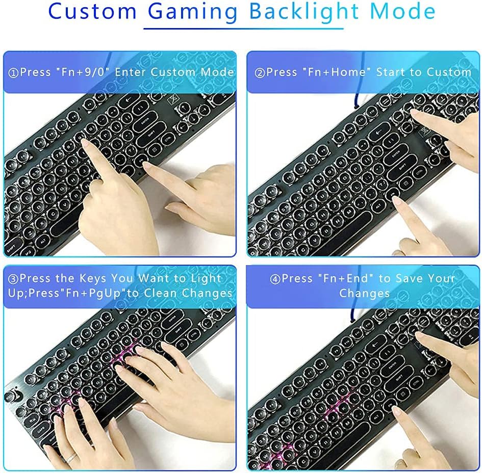 Mechanical Gaming Keyboard 104 Keys USB Wired Blue Switch Pack of 2 L2634