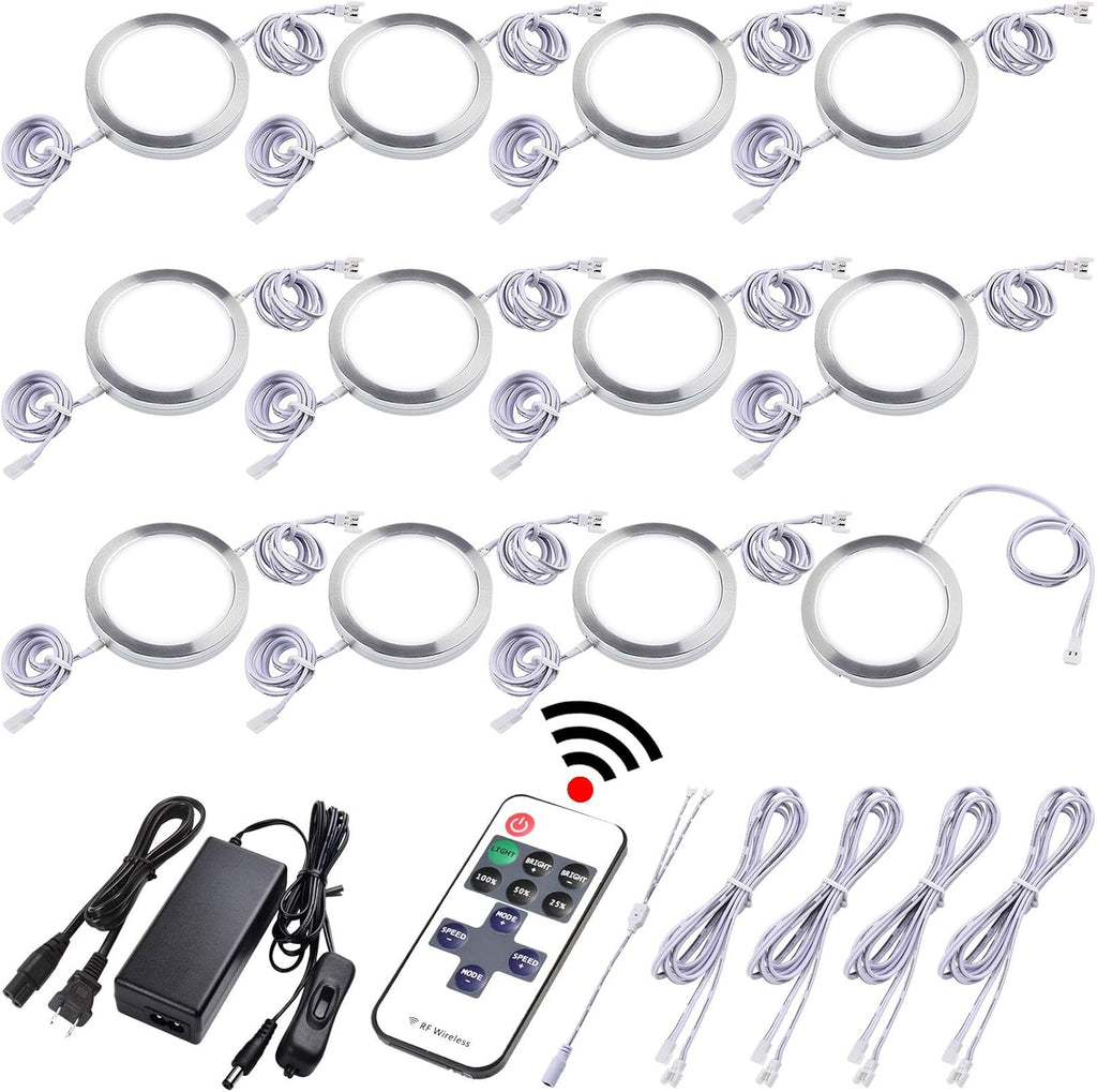 Dimmable Linkable Wired LED Puck Lights, 14 Lights, Warm White A1242