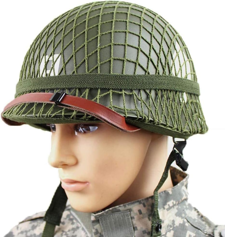 Green M1 Helmet Replica with Net and Canvas Chin Strap C508