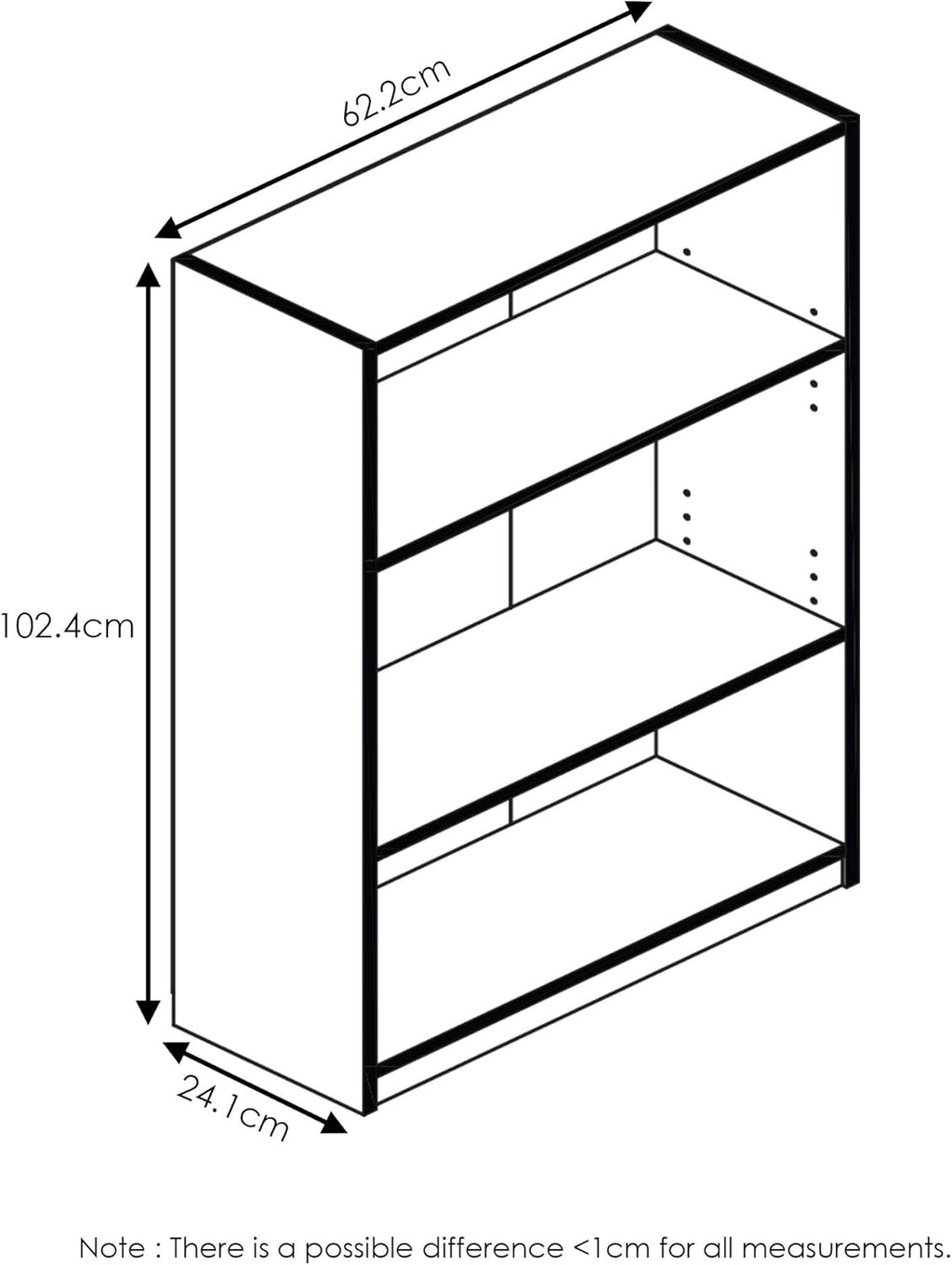 5-Tier Reversible Color Open Shelf Bookcase, White & 3-Tier Adjustable Shelf Bookcase, White U5917