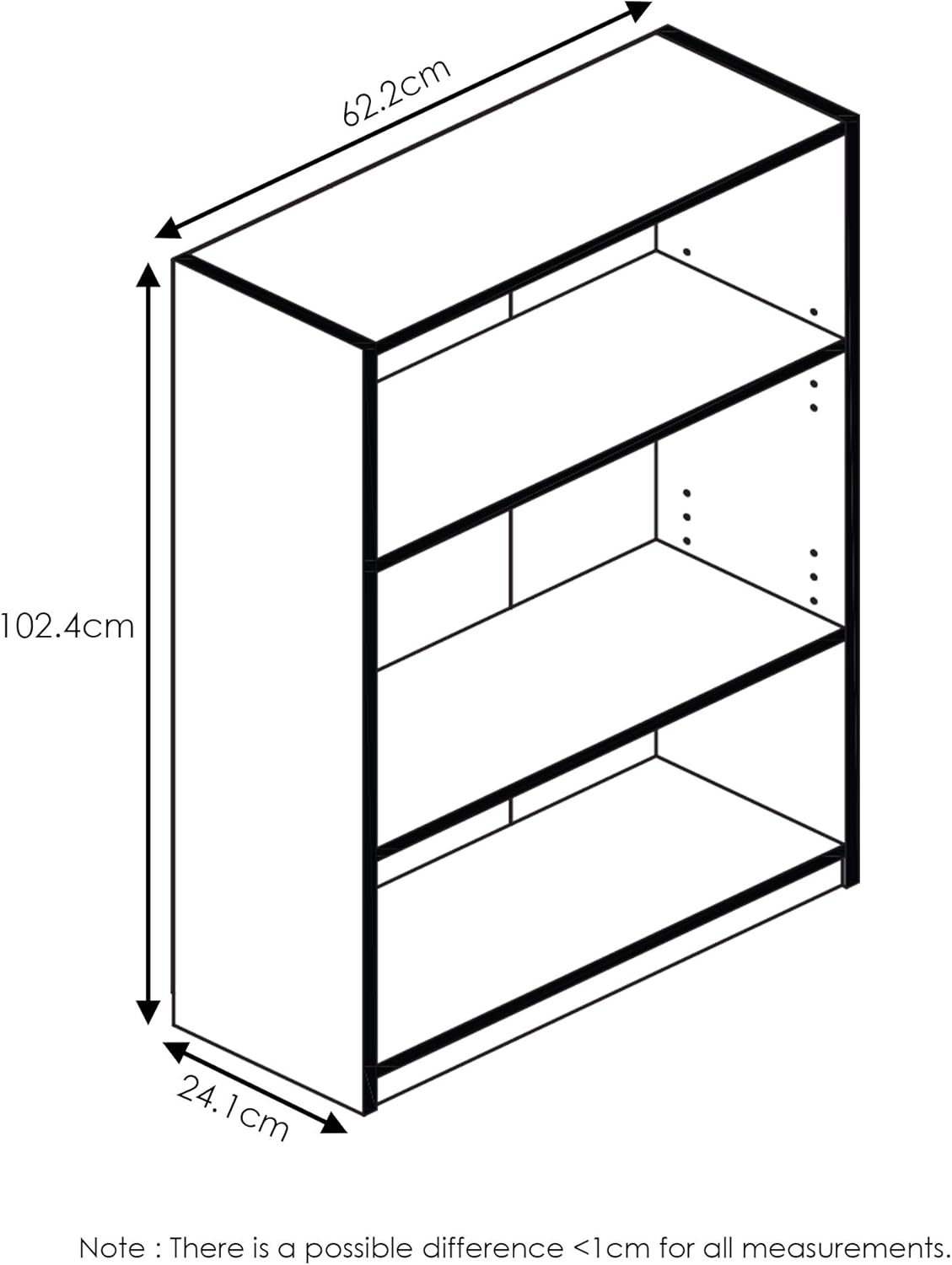 5-Tier Reversible Color Open Shelf Bookcase, White & 3-Tier Adjustable Shelf Bookcase, White U5917