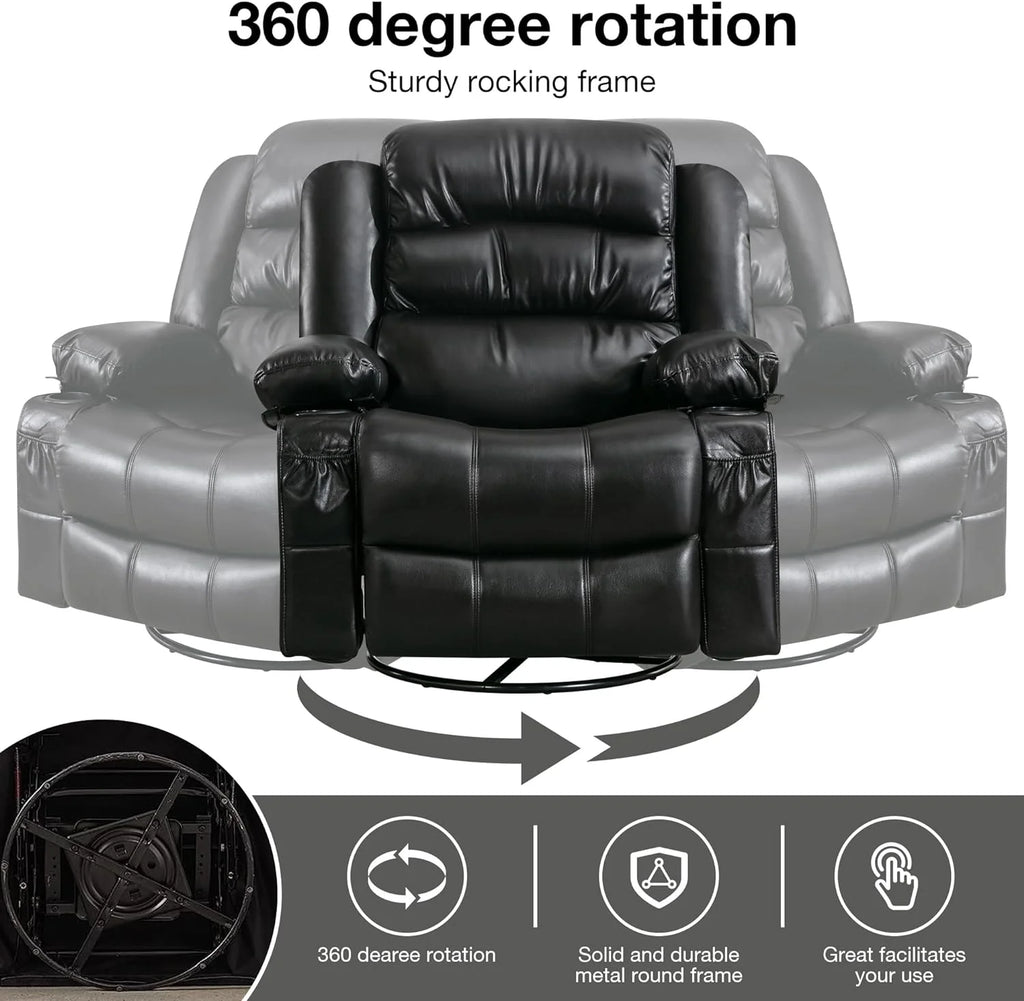 Black Power Recliner with Heat and Massage E90115