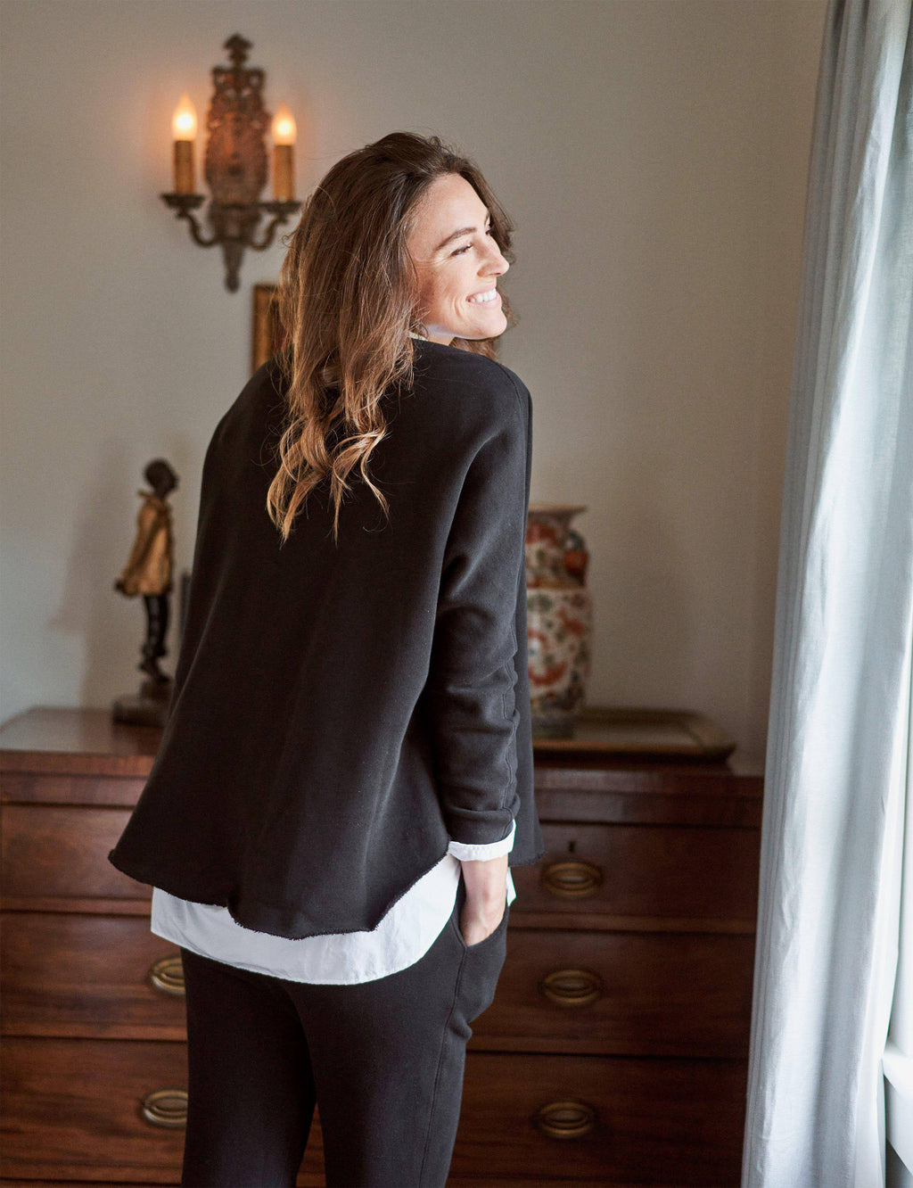 Black Fleece Long-Sleeve Capelet S688