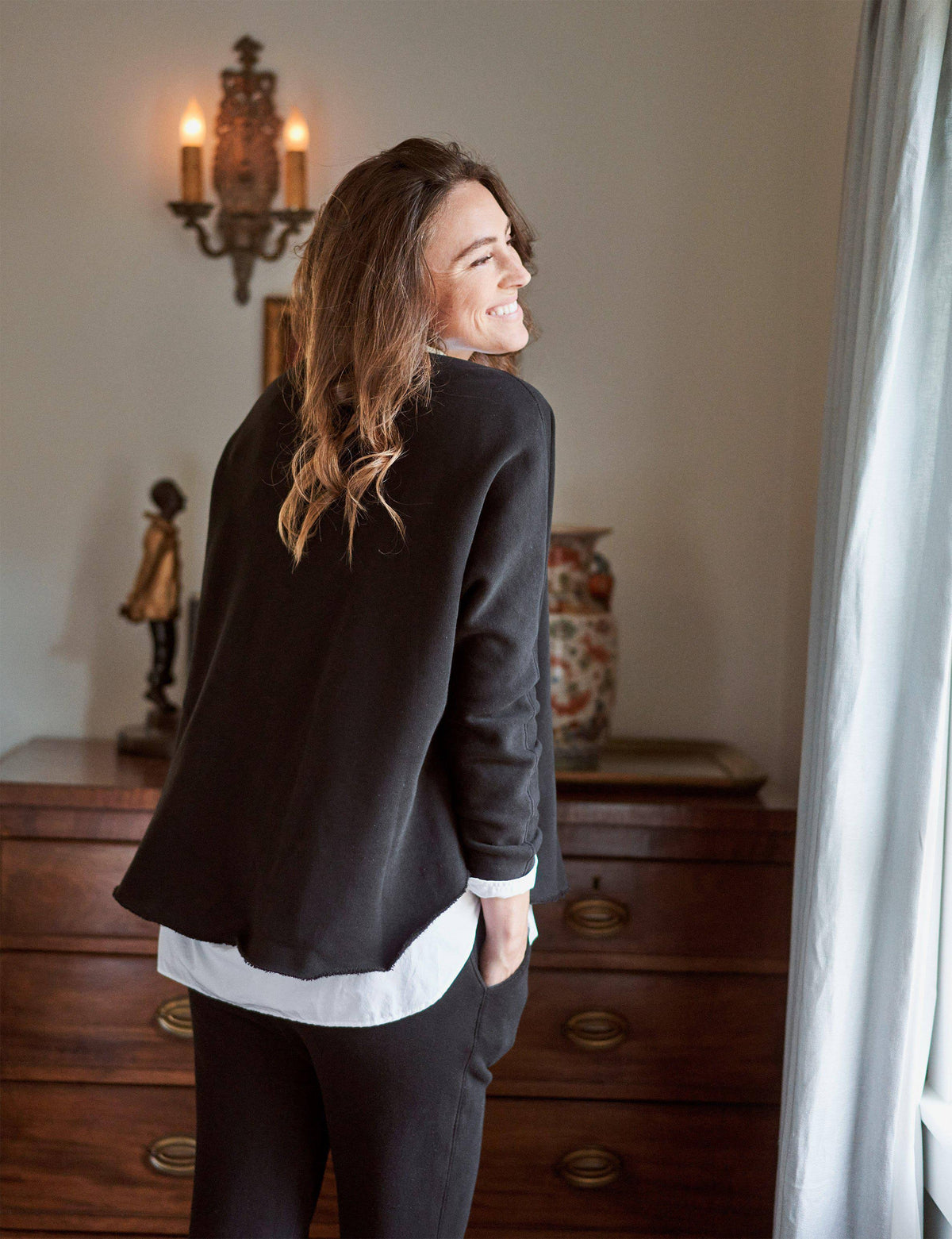 Black Fleece Long-Sleeve Capelet S688
