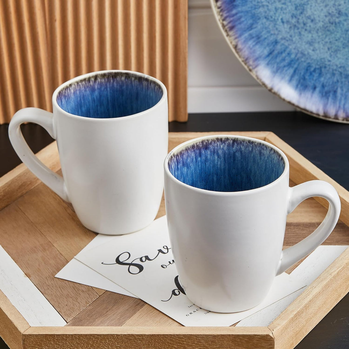 16-Piece Blue Stoneware Dinnerware Set U614719