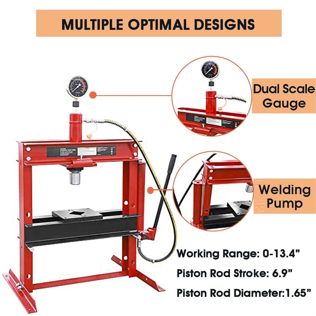 12-Ton Low-Profile Shop Press with Stamping Plates B27696