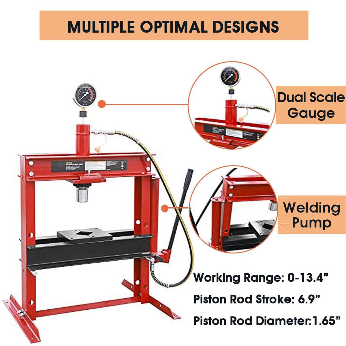 12-Ton Low-Profile Shop Press with Stamping Plates B27696