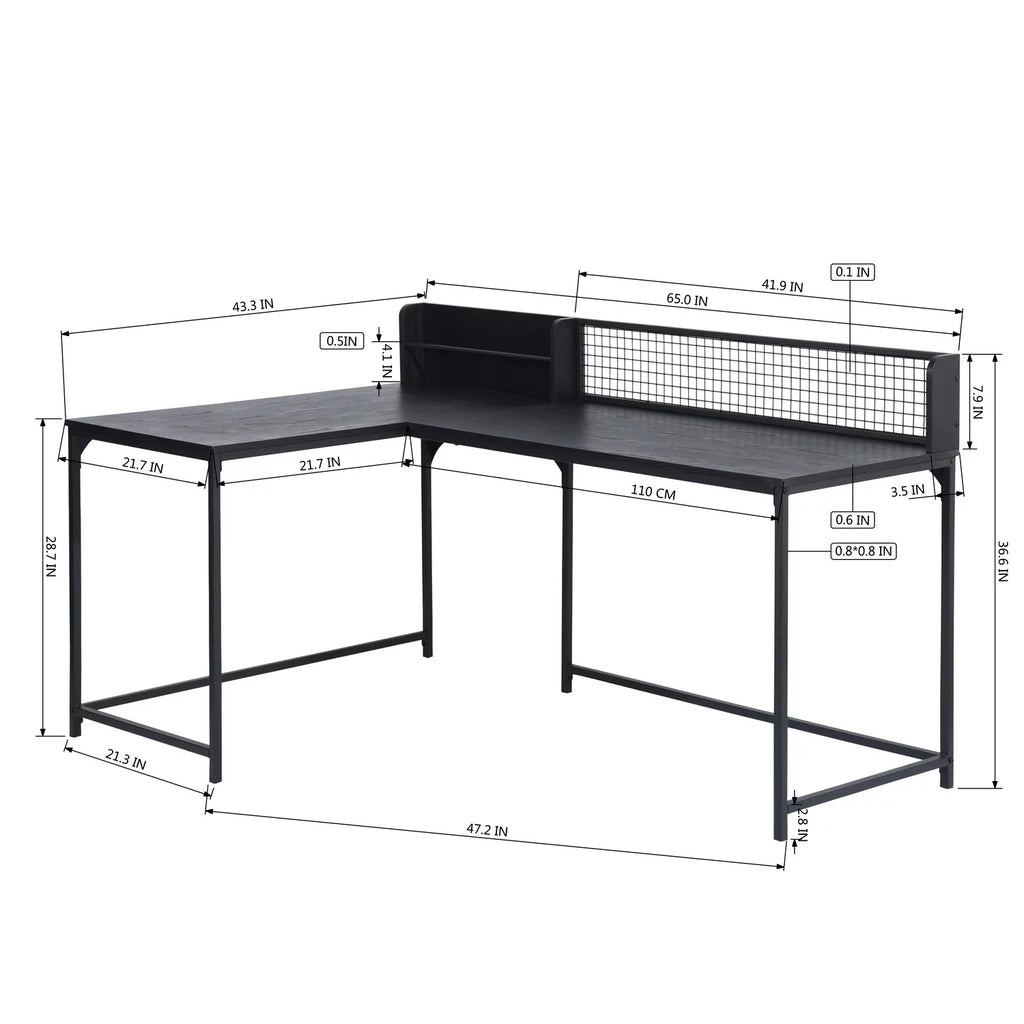 Black L Shaped Corner Desk H56544