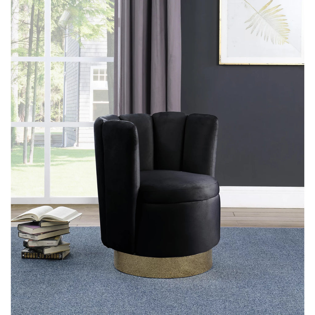 Black Velvet Swivel Accent Chair Z8991