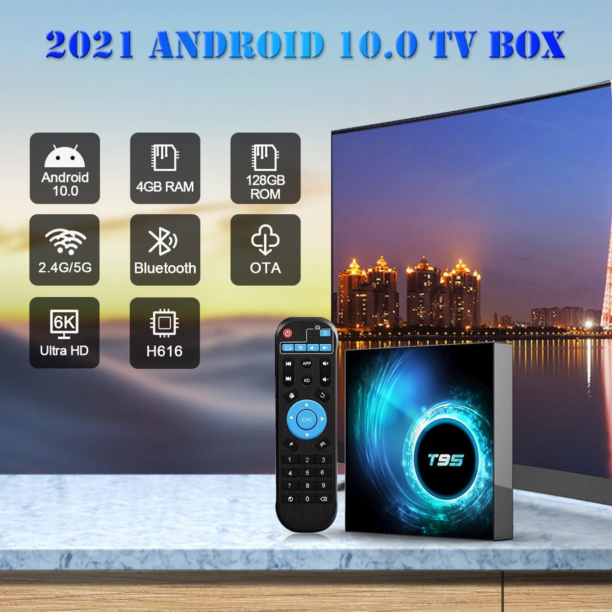 4GB RAM 128GB ROM Android TV Box Pack of 2 E34598