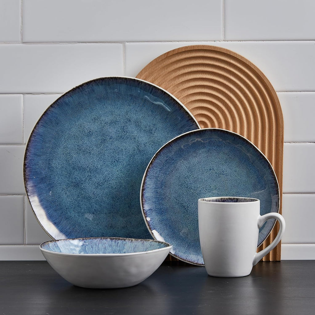 16-Piece Blue Stoneware Dinnerware Set U614719
