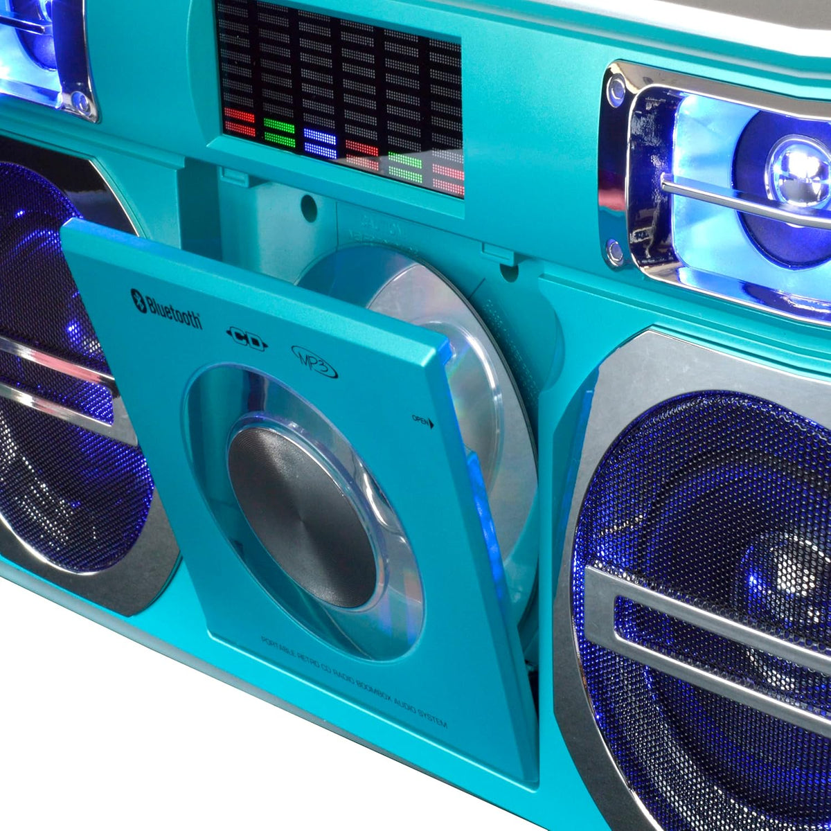 Vintage Turquoise Bluetooth Boombox with CD/MP3 Player, AM/FM, USB P82304
