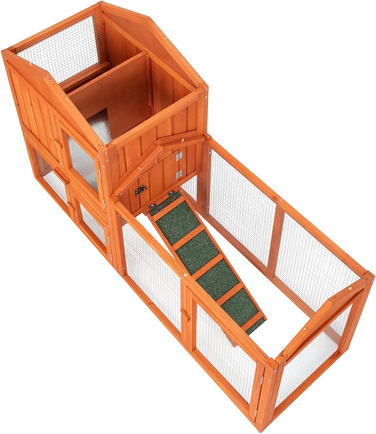 61" Wooden Chicken Coop on Wheels with Waterproof Tray P936
