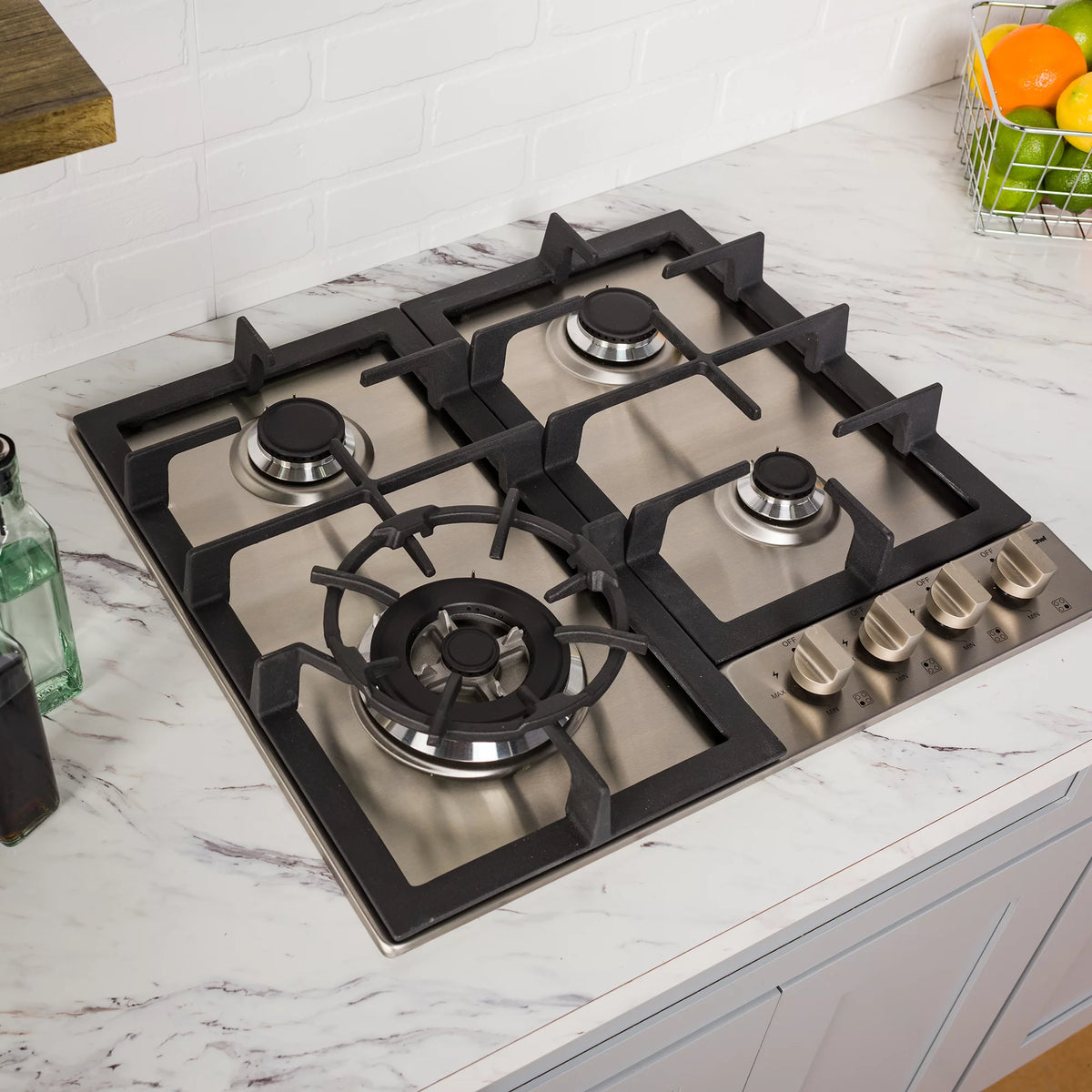 24 Inch Gas Cooktop with 4 Burners, Stainless Steel Y2766