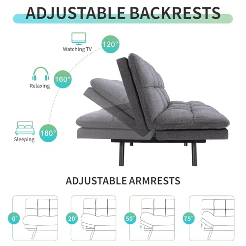 Brown Adjustable Memory Foam Futon Sofa Bed I3927
