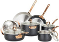 11 piece 3-Ply Black Copper Cookware Set with Glass Lids S763