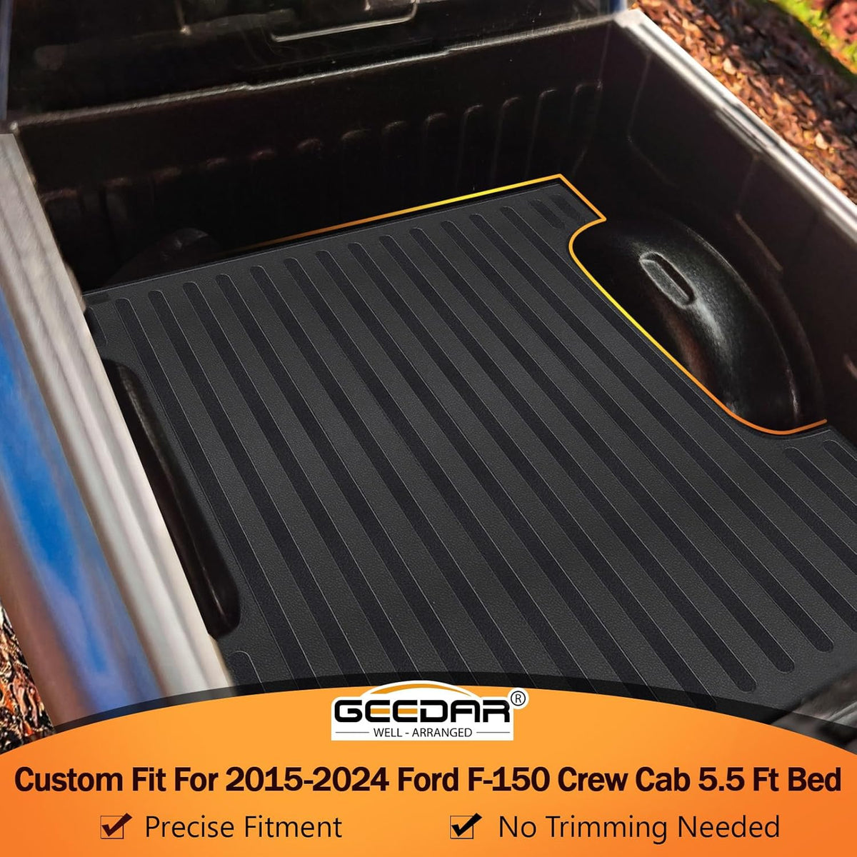 Black Heavy Duty Rubber Bed Mat for Ford F-150 5.5 Ft CrewCab V983