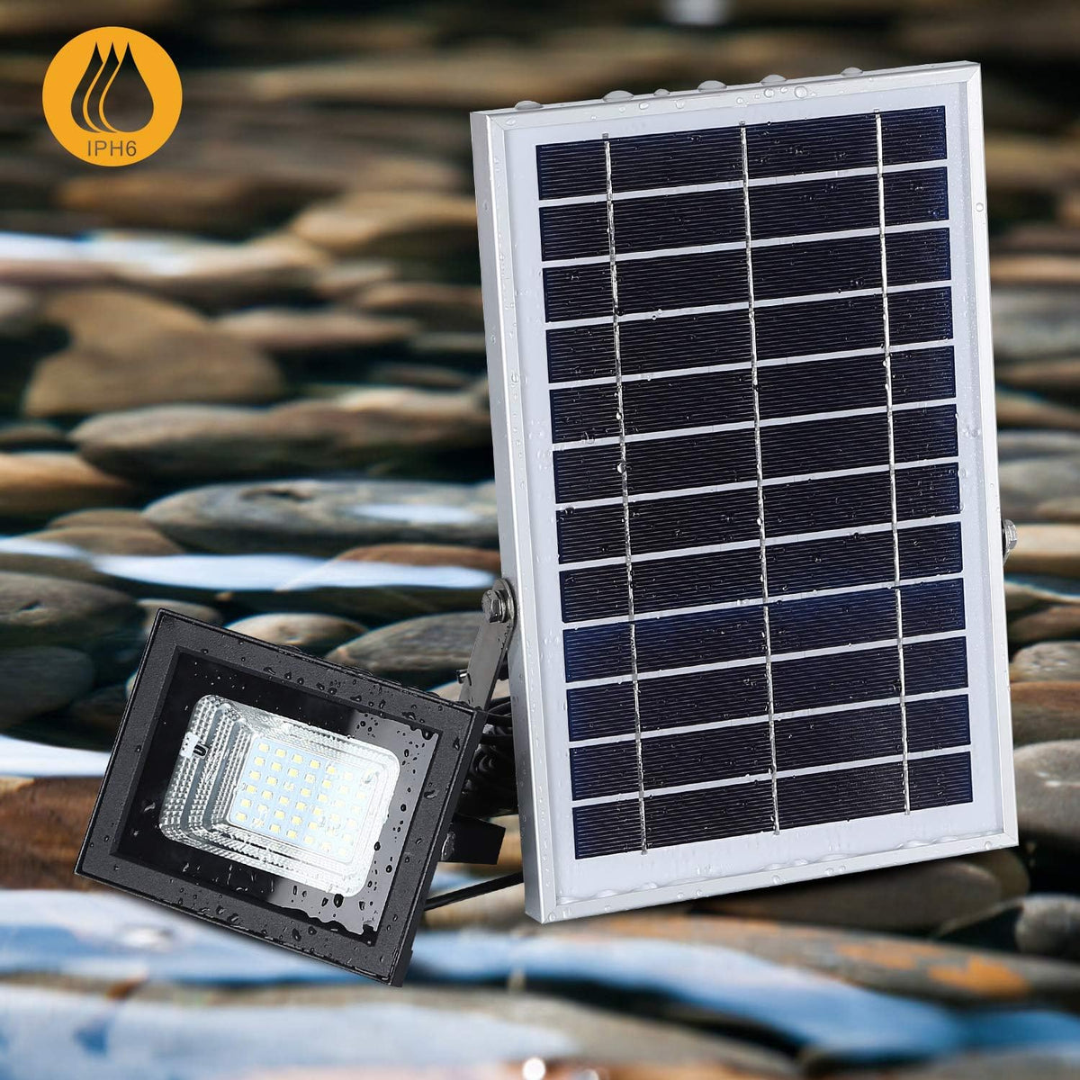 Dual 42 LEDs 6500K Dusk to Dawn IP65 Waterproof Solar Flood Lights L36055