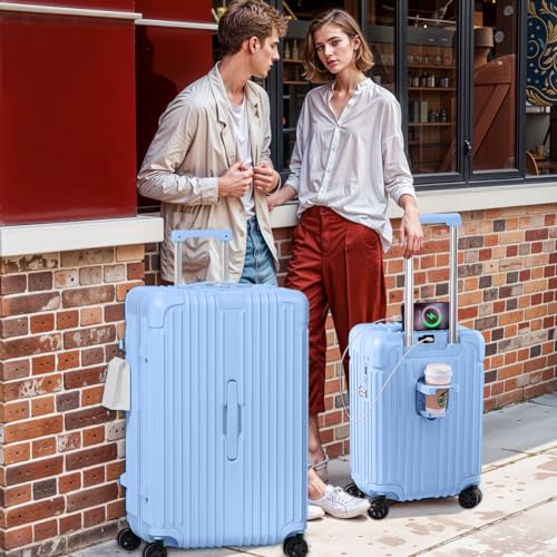 2 Piece Hardside Luggage Set with TSA Lock 20+28 Inch LightBlue Z584