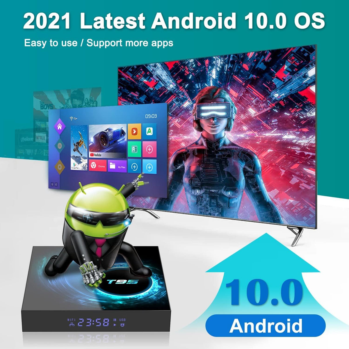 4GB RAM 128GB ROM Android TV Box Pack of 2 E34598