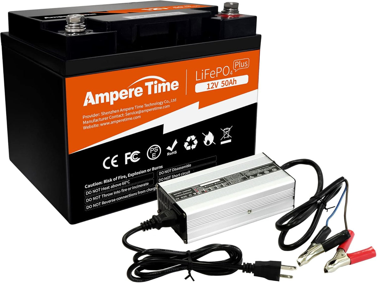 12V 50Ah LiFePO4 Battery with 14.6V 10A Charger Q105