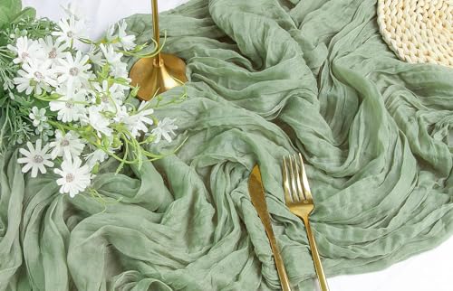 3 Pack Dusty Blue Gauze Table Runner 35x120 Inches U279036