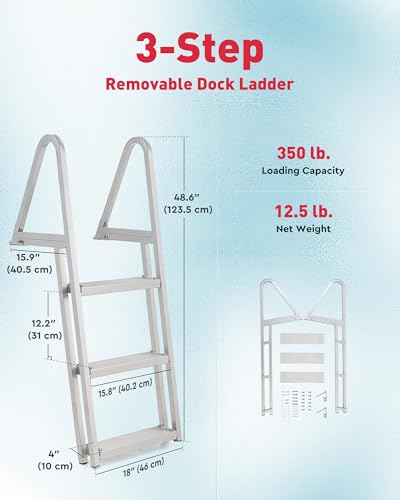 3 Step Aluminum Dock Ladder with Nonslip Tread L432697
