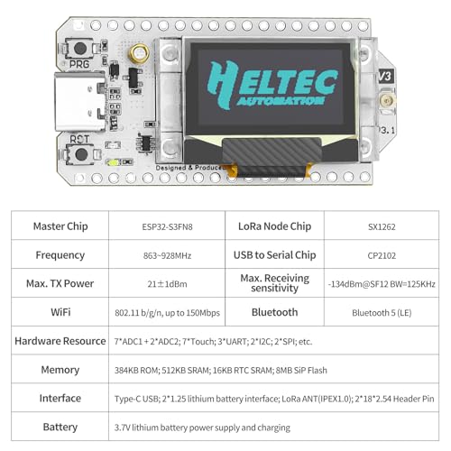 ESP32 LoRa V3 Development Board with 3000mAh Battery and 915MHz Antenna C7302