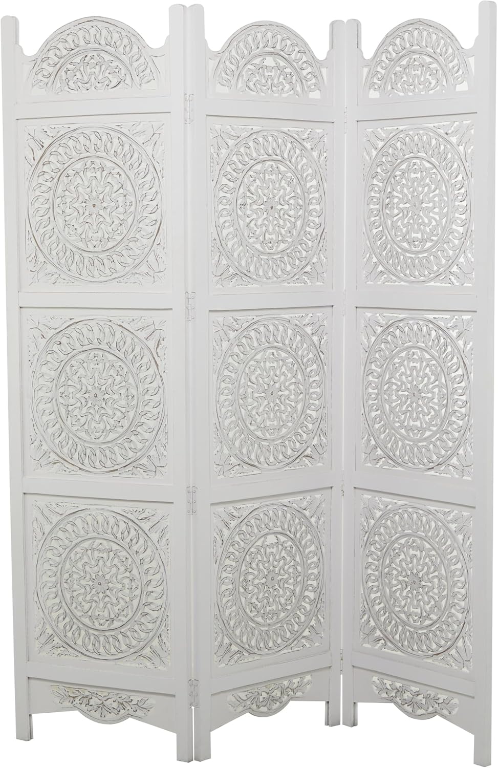 White 3 Panel Wood Room Divider Screen K117534