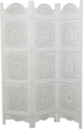 White 3 Panel Wood Room Divider Screen K117534
