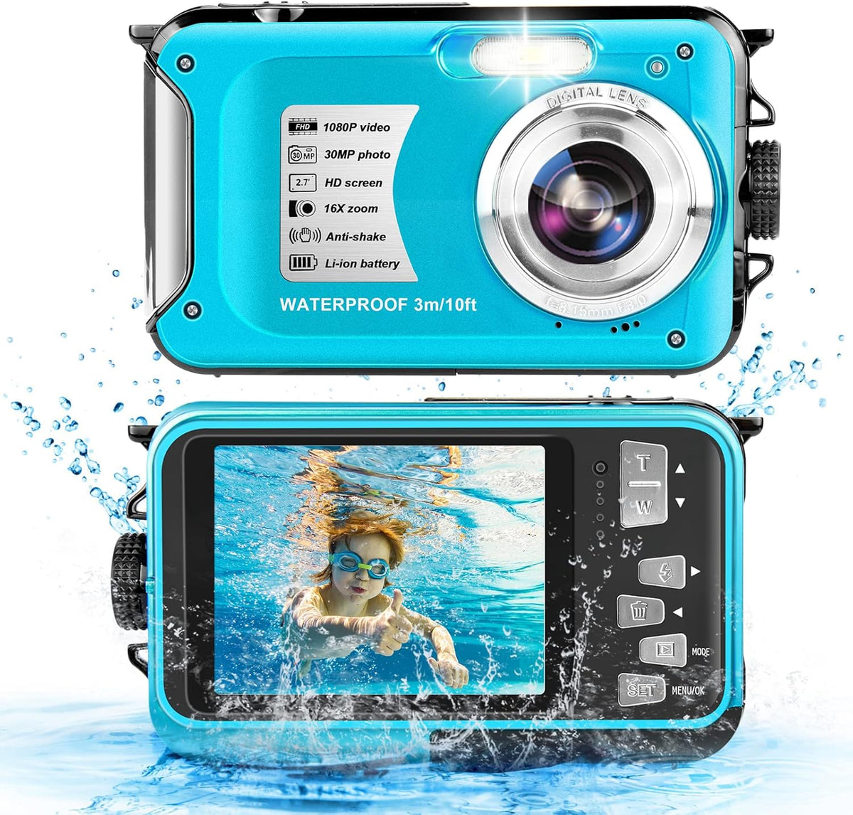 1080P Full HD 30MP 16X Zoom Waterproof Digital Camera N7234