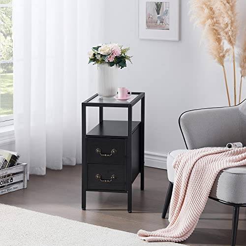 Set of 2 Brown Tall Night Stands with Drawers and Shelf E6716