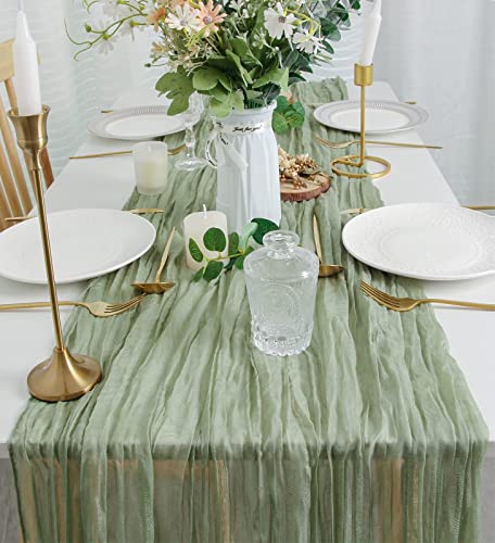 3 Pack Dusty Blue Gauze Table Runner 35x120 Inches U279036