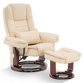 Cream White Faux Leather Recliner Chair with Ottoman Z362346