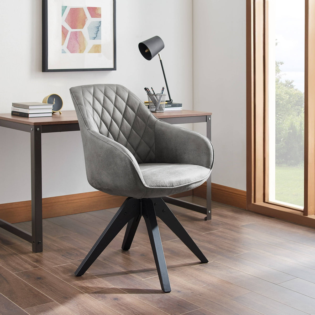 Swivel Office Accent Arm Chair with Wood Legs P26735