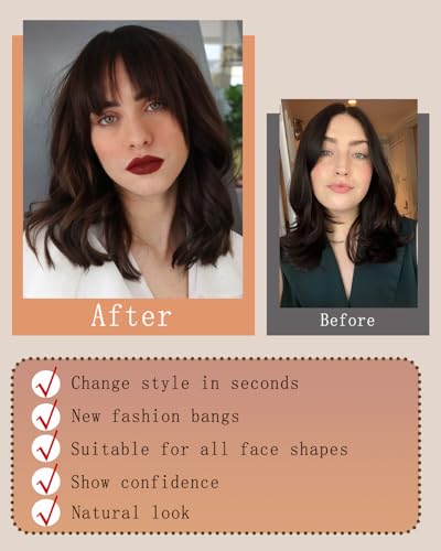 100% Real Human Hair Wispy Bangs Light Brown R7360