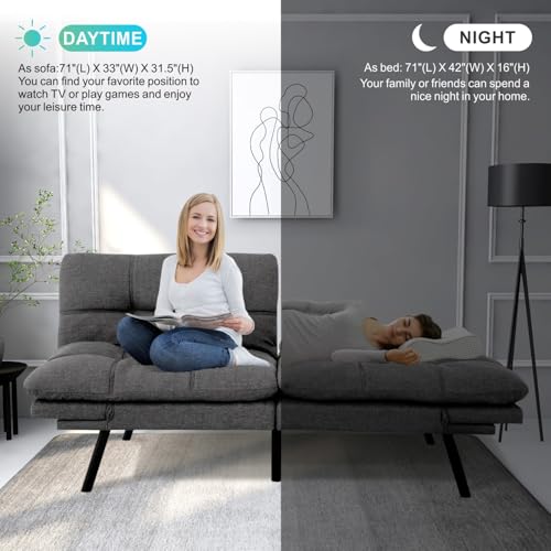 Brown Adjustable Memory Foam Futon Sofa Bed I3927