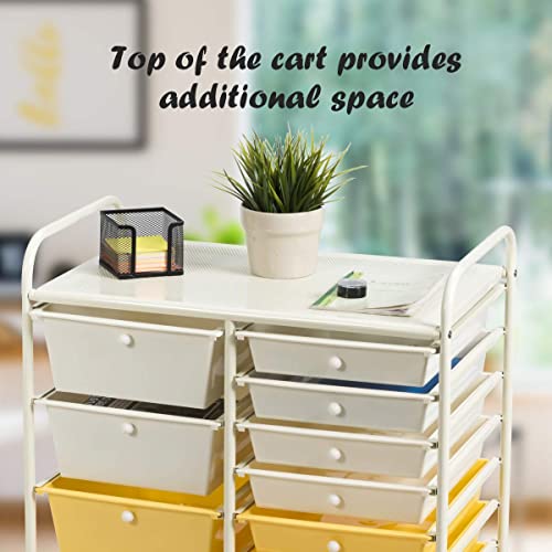 15 Drawer Rolling Storage Cart with Lockable Wheels, Black Q5909