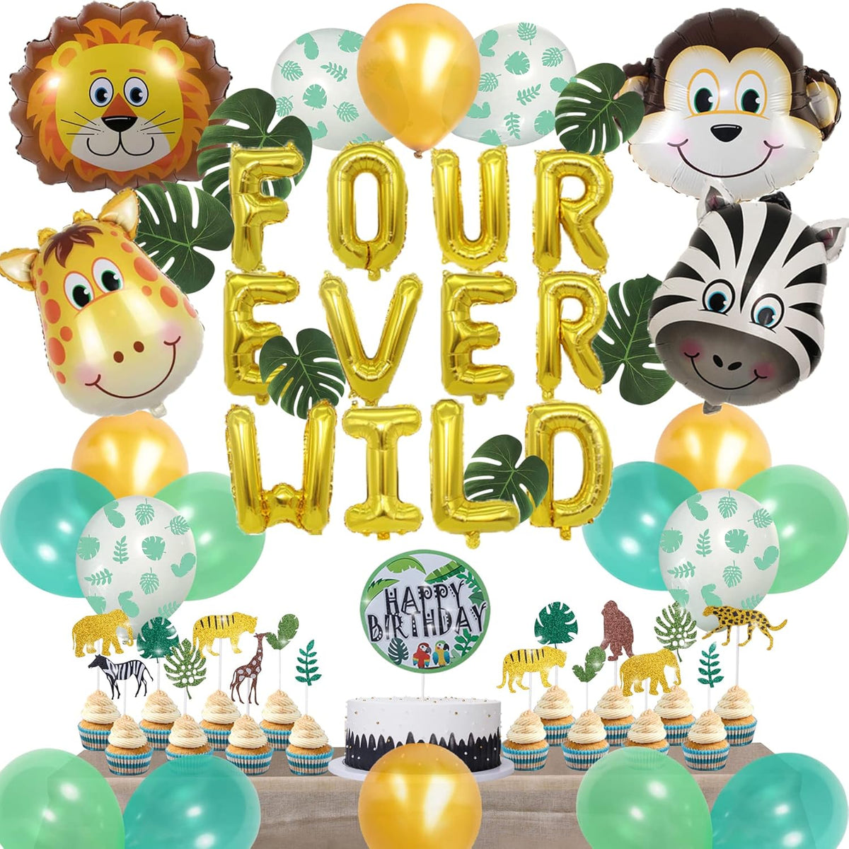 Safari Cake Topper and Cupcake Toppers V477