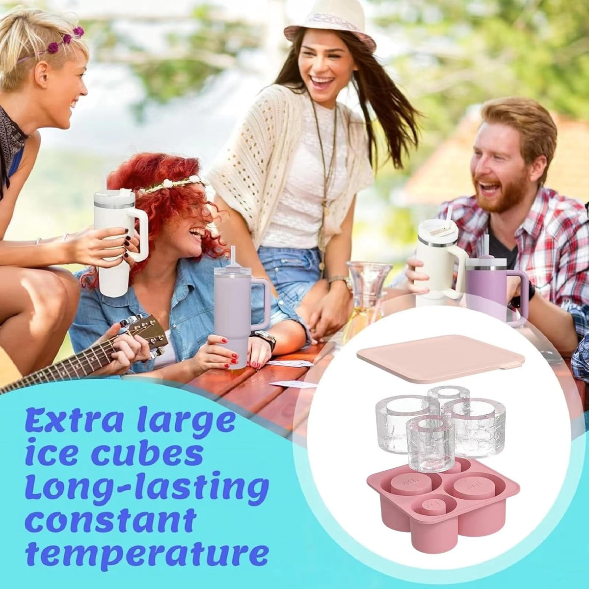 4 Pcs Silicone Ice Cube Tray with Lid L79910