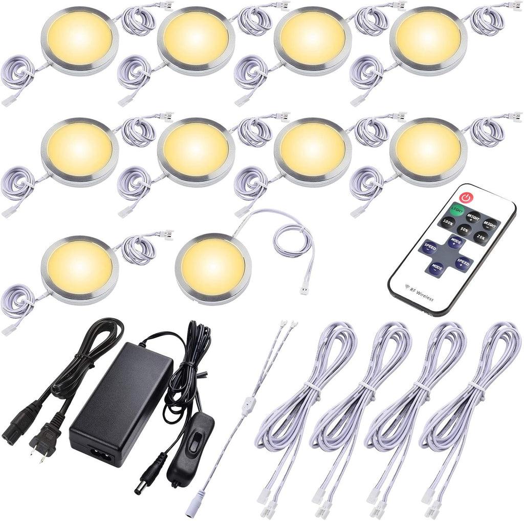 Dimmable Linkable Wired LED Puck Lights, 14 Lights, Warm White A1242