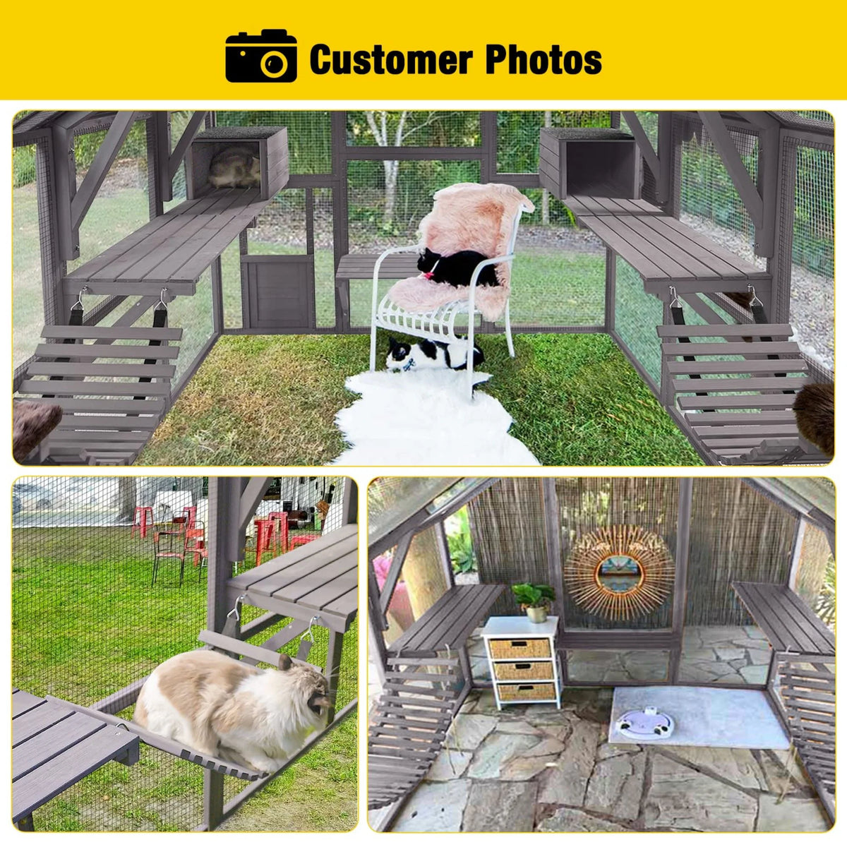 110'' Extra Large Wooden Catio Cage with Roof Cover F239