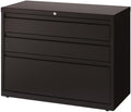 Black 36 inch Wide 3 Drawer Metal Lateral File Cabinet H954